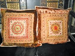 Chair Cushion Covers-2 Peach-yellow Embroidered Toss Pillow