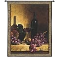 Wine Bottle With Grapes Wall Tapestry