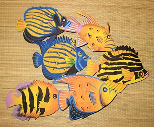 Hand Painted Metal Art One Piece 6 Fish Wall Sculpture
