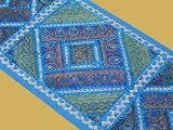 INDIAN BLUE BEADED TABLE RUNNER TAPESTRY WALL HANGING