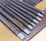 高級 タングステン鋼 篆刻刀 4本 or 8本セット 革ケース入り / 印材 or 砥石 付属 / 彫刻 てん刻 木彫 石彫 硯 印鑑 (8本セット)