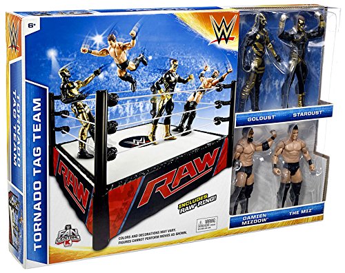 WWE Wrestling Superstar Rings Tornado Tag Team Exclusive Action Figure Playset [with Golddust, Stardust, Damien Mizdow & The Miz]