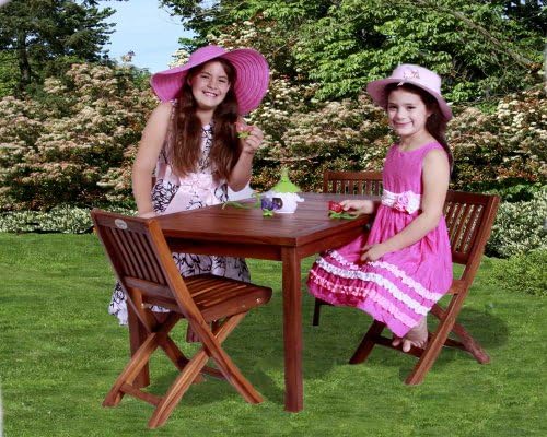 Classic Kids 5 Piece Teak Table and Folding Chair Set