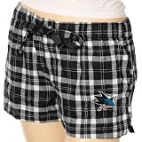 San Jose Sharks Ladies Black Plaid Lounge Shorts