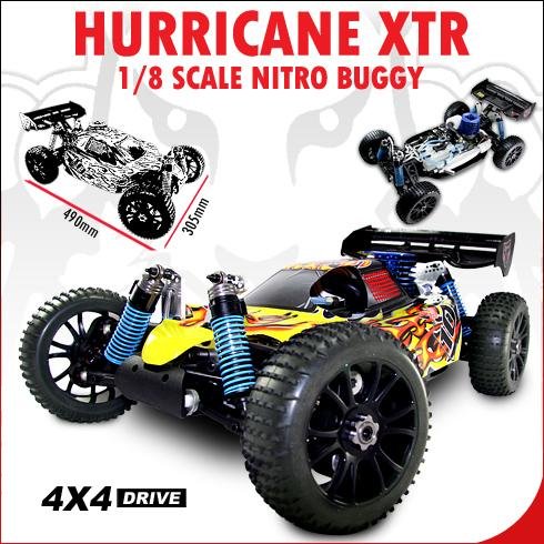 NEW ~ REDCAT RACING ~ RC HURRICANE XTR BUGGY ~ 1/8 NITRO ~ 4X4 ~ RADIO CONTROL ~ WITH 2.4 GHz REMOTE ~ YELLOW FLAME COLOR