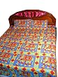 3p Blue Red Indian Cotton Bedspread Elephant Block Print Bedroom Decorating 108"
