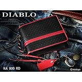 DIABLO 牛革 パンチング ライン 折財布 KA-800 【黒×赤】