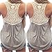 Creazy Custom High Quality Women Summer Lace Vest Top Short Sleeve Blouse Casual Tank Tops T-Shirt (XL)