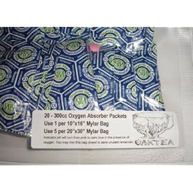 20 - 300cc Oxygen Absorbers for Dried Dehydrated Food and Emergency Long Term Food Storage