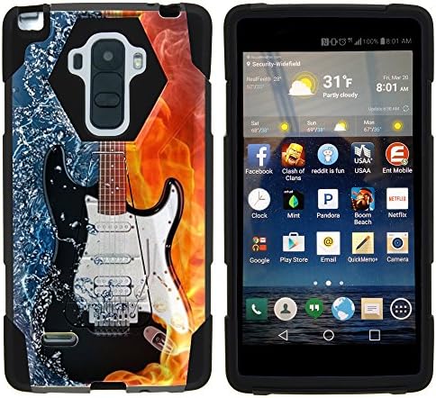 LG Stylo Case, Dual Layer Shell SHOCK Impact Kickstand Case with Unique Graphic Images for LG G Stylo LS770, H631, MS631, LG G4 Stylus by MINITURTLE - Fire Water Electric Guitar