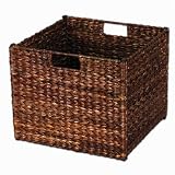 Whitney Design ML-6966B Woven-Banana-Leaf Collapsible Storage Bin, Brown