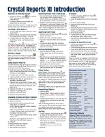 Crystal Reports XI Quick Reference Guide (Cheat Sheet of Instructions, Tips & Shortcuts - Laminated)