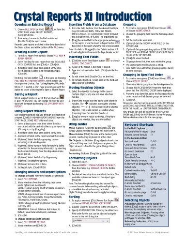 Crystal Reports XI Quick Reference Guide (Cheat Sheet of Instructions, Tips & Shortcuts - Laminated)
