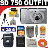 Canon PowerShot SD750 7.1MP Digital Elph Camera with 3x Optical Zoom (Silver) + Deluxe DB ROTH Accessory Kit