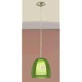 Eglo 87492A Fargo, Nickel green and Frosted Opal, 1-Light Pendant Light Fixture by Eglo