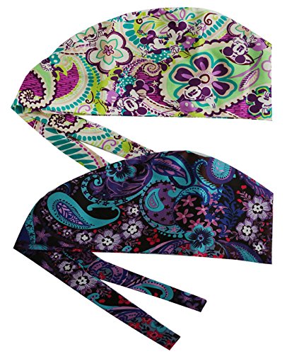 JINSHI Women's Adjustable Surgical Hat Scrub Cap Multicolor