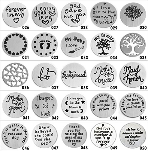 BRCbeads Top Quality Choose 3 Pcs Stainless Steel Floating Charm Plate for 30mm Memory Locket and DIY with Floating Charms