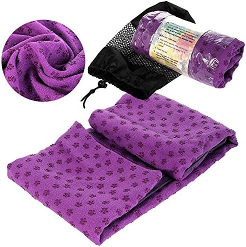 Cool yoga mat towel Non-slip drape Soft Slip Resistant Eco-Friendly Yoga Mat + Free Bag (Deep Purple)