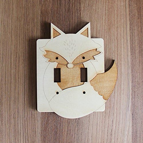 Wood Laser Cut Fox Light Switch Plate (double switch)