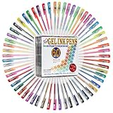 CulaLuva Gel Pen Set of 60 Top Quality Gel Ink Pens Unique colors for Adult Coloring Books & journaling Stored in own PVC Pen Case