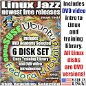 Linux Jazz, 6-disks DVD set, 64-bit Version (includes Ubuntu 9.10, Kubuntu 9.10, SuSe 11.2, Fedora 12) and "Introduction to Linux" video-DVD, also includes printed Quick Reference Card of Linux commands