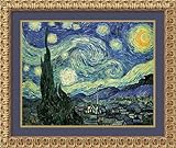 IMAGE OF The Starry Night Framed Art Print by Vincent Van Gogh, Image size: 23.88
