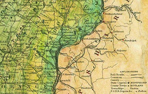 128-Vermont 1855, Antique Map Print