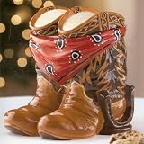 Cowboy Cowgirl Boots with Red Bandana Earthenware Cookie Jar ~ Size: 8-in. X 8.75-in. X 9.75-in.