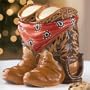 Cowboy Cowgirl Boots with Red Bandana Earthenware Cookie Jar ~ Size: 8-in. X 8.75-in. X 9.75-in.