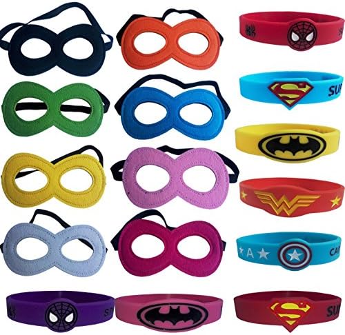 16PCS SuperHero Masks,Eye Masks,Costume Masks,SuperHero Bracelets,Party Favors,Party Supplies,Costume Accessories