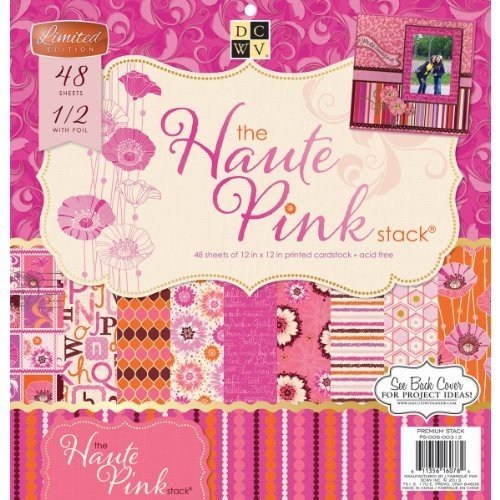 Diecuts With A View Paper Stack, 12 by 12-Inch, Haute Pink, 48-Pack