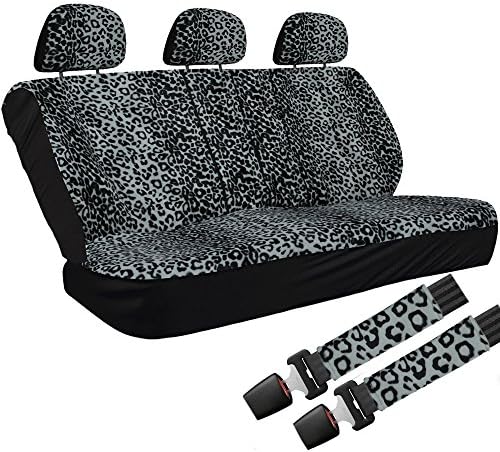 Basic Cloth Mesh Cheetah / Leopard Safari Animal Bench Seat Covers Universal Fit Gray for Car Truck SUV Van