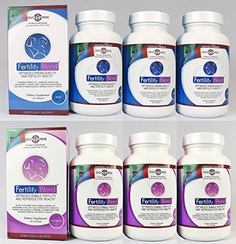 Fertility Blend Three (3) Month Supply Each---FERTILITY BLEND Supplement for MEN (60 Tablets) X 3 Bottles and FERTILITY BLEND Supplement for WOMEN (90 Tablets) X 3 Bottles...by The Daily Wellness Co..