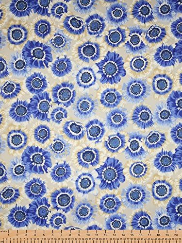 Rowan Fabric by the Yard Kaffe Fassett Collective Painted Daisies Blue
