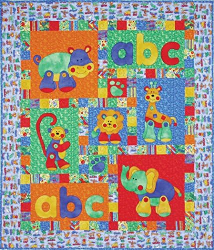 Kids Quilts Alphabet Jungle Applique Quilt Pattern 44" x 52" Baby (112cm x 132cm Cot)