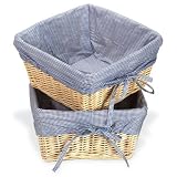 Wicker Baskets Set Of 2 - Navy Gingham