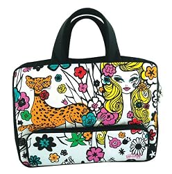 iPad carrying bag - Retro Groovy Fashion Girl and Leopard design ipad case