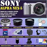 Sony Alpha NEX-5 Interchangeable Lens Digital Camera (Silver) with Sony Sel16f28 16mm F/2.8 Wide-angle Alpha E-mount Lens + Huge Accessories Package Including Wide Angle Macro Lens + 2x Telephoto + 3 Pc Filter Kit + 8gb Sdhc Memory Card + Extended Long Life Battery + Carrying Case + Tripod + Lens Hood + Lens Cap Keeper & Much More!!