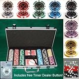 300 Casino Grade Ultimate Poker Chip 14 gram Poker Chips w/ Free Timer Dealer Button. Premium Composite Clay Poker Chips, Includes Aluminum Case.