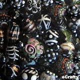 Jewelry Maker's Lampwork Crystal Glass Bead Mix Black Floral 125 grams ~ eCrafty.com