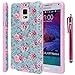 Note 4 Case, Style4U Galaxy Note 4 Flower Design Slim Fit Hybrid Armor Case for Samsung Galaxy Note 4 with 1 Stylus and 1 HD Clear Screen Protector [ Flower Pink]