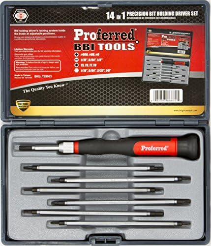 Proferred T29003 Interchangeable Bit Screwdriver Sets, Precision 14 Piece in 1