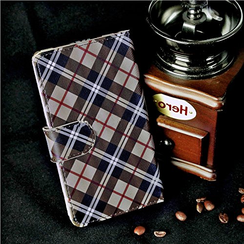 myLife Sepia Brown, Black and Red - Plad Design - Koskin Faux Leather (Card, Cash and ID Holder + Magnetic Detachable Closing) Slim Wallet for NEW Galaxy S5 (5G) Smartphone by Samsung (External Rugged Synthetic Leather With Magnetic Clip + Internal Secure Snap In Hard Rubberized Bumper Holder)