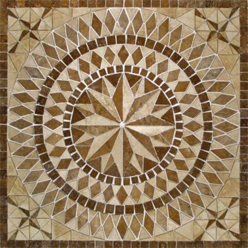 ''Travertine Floor Medallion 36x36 Mosaic Stone Art Tile Wall Marble