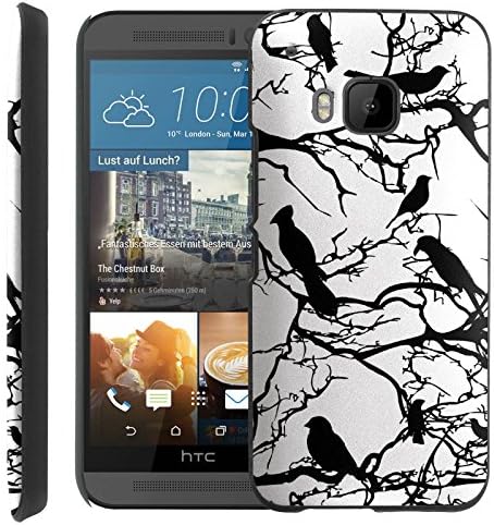 Black Tree With Birds [SLIM FIT] Shock-Absorption Bumper [1PCS] Durable Anti-Fingerprint Black Bumper Case for HTC One M9