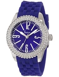 Freelook Womens HA5339-6 Blue Silicone Band Blue Face Swarovski Bezel Watch