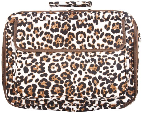 Brown Large Animal Print Padded Laptop Computer Bag - 17