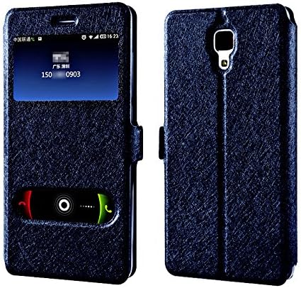 Generic Double Window PU Leather Case for Xiaomi MI4 Color Dark Blue