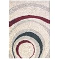 Circle Design Shag Rug Collection - Taupe
