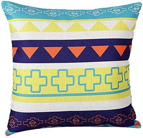 LOULANJX Square Decorative Fashion THE NEW Multi-colour Geometric Pattern Cotton Linen Contracted Retro Throw pillow cover -18 "X18 " (Geometric-F)